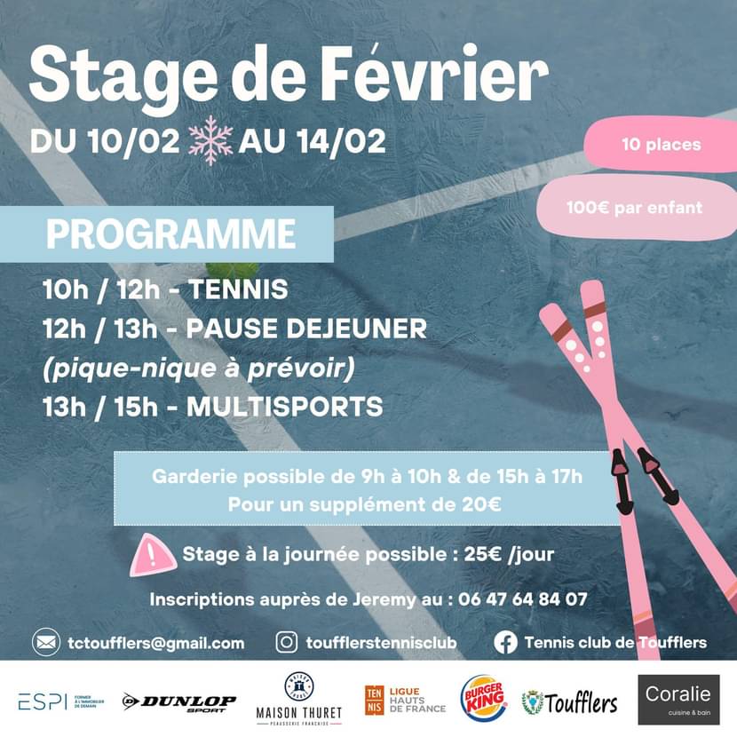 Tennis club Toufflers - stage fevrier 2025