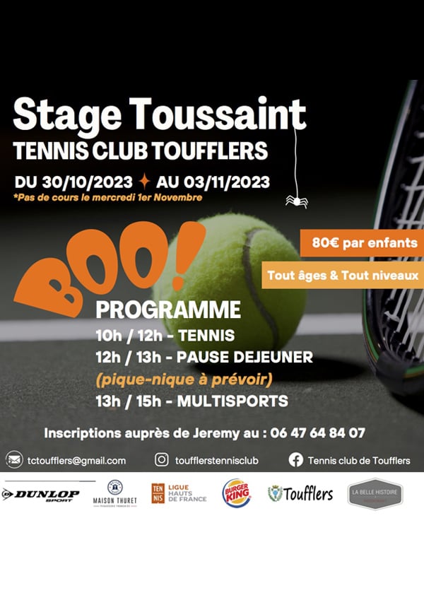 Tennis club Toufflers - stage-toussaint-2023
